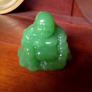 Green Jadite Happy Buddha Figurine